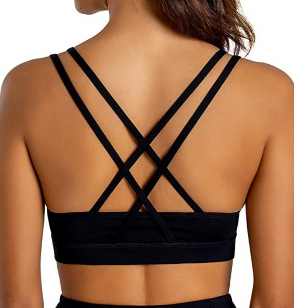 Sports bra dengan aksen siluet bertali